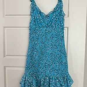 Floral Blue Sleeveless Dress